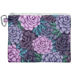 Purple Rose Retro Floral Flower Canvas Cosmetic Bag (xxl) by Bedest