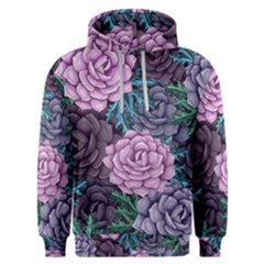 Purple Rose Retro Floral Flower Men s Overhead Hoodie