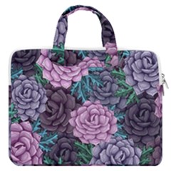 Purple Rose Retro Floral Flower Macbook Pro 15  Double Pocket Laptop Bag  by Bedest