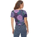 Purple Rose Retro Floral Flower Twist Front Crop Top View4