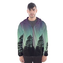 Silhouette Of Aurora Borealis Men s Hooded Windbreaker