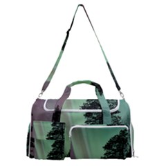 Silhouette Of Aurora Borealis Sports Gym Duffle Bag With Shoe Compartment by Bedest