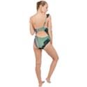 Silhouette Of Aurora Borealis Frilly One Shoulder Swimsuit View2