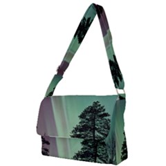 Silhouette Of Aurora Borealis Full Print Messenger Bag (s) by Bedest