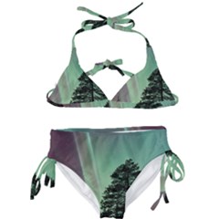 Silhouette Of Aurora Borealis Kids  Classic Bikini Set by Bedest