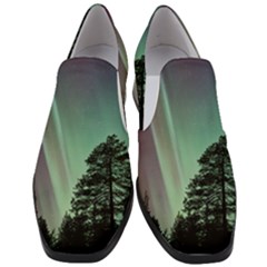 Silhouette Of Aurora Borealis Women Slip On Heel Loafers by Bedest