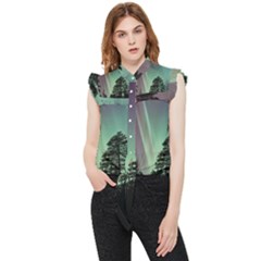 Silhouette Of Aurora Borealis Frill Detail Shirt by Bedest