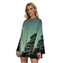 Silhouette Of Aurora Borealis Round Neck Long Sleeve Bohemian Style Chiffon Mini Dress View2