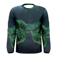 Jungle Road Hawaii Asphalt Mountains Green Men s Long Sleeve T-shirt