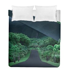 Jungle Road Hawaii Asphalt Mountains Green Duvet Cover Double Side (full/ Double Size) by Bedest