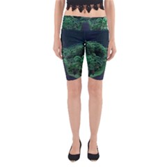 Jungle Road Hawaii Asphalt Mountains Green Yoga Cropped Leggings by Bedest