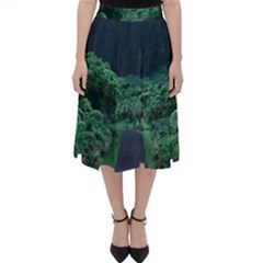 Jungle Road Hawaii Asphalt Mountains Green Classic Midi Skirt by Bedest