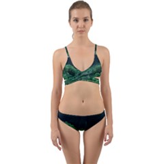 Jungle Road Hawaii Asphalt Mountains Green Wrap Around Bikini Set by Bedest