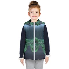 Jungle Road Hawaii Asphalt Mountains Green Kids  Hooded Puffer Vest