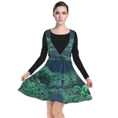 Jungle Road Hawaii Asphalt Mountains Green Plunge Pinafore Dress by Bedest