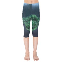 Jungle Road Hawaii Asphalt Mountains Green Kids  Capri Leggings  by Bedest