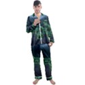 Jungle Road Hawaii Asphalt Mountains Green Men s Long Sleeve Satin Pajamas Set View1