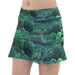 Jungle Road Hawaii Asphalt Mountains Green Classic Tennis Skirt by Bedest