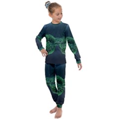 Jungle Road Hawaii Asphalt Mountains Green Kids  Long Sleeve Set 