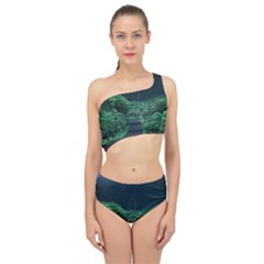 Jungle Road Hawaii Asphalt Mountains Green Spliced Up Two Piece Swimsuit by Bedest