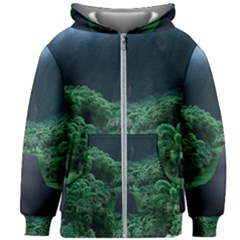 Jungle Road Hawaii Asphalt Mountains Green Kids  Zipper Hoodie Without Drawstring