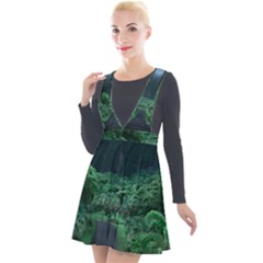 Jungle Road Hawaii Asphalt Mountains Green Plunge Pinafore Velour Dress by Bedest