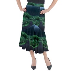 Jungle Road Hawaii Asphalt Mountains Green Midi Mermaid Skirt by Bedest