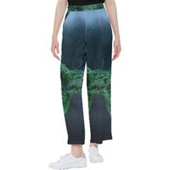 Jungle Road Hawaii Asphalt Mountains Green Women s Pants  by Bedest