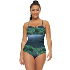 Jungle Road Hawaii Asphalt Mountains Green Retro Full Coverage Swimsuit by Bedest