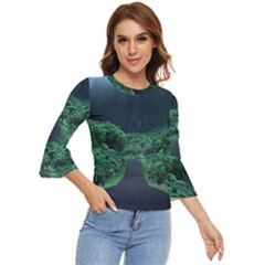 Jungle Road Hawaii Asphalt Mountains Green Bell Sleeve Top