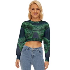 Jungle Road Hawaii Asphalt Mountains Green Lightweight Long Sleeve Sweatshirt by Bedest