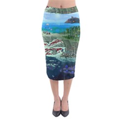 The Overworld Aurora Subnautica Midi Pencil Skirt by Bedest