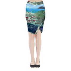 The Overworld Aurora Subnautica Midi Wrap Pencil Skirt by Bedest