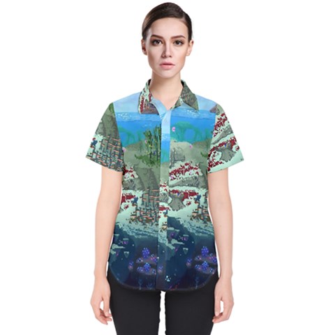 The Overworld Aurora Subnautica Women s Short Sleeve Shirt by Bedest