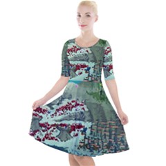 The Overworld Aurora Subnautica Quarter Sleeve A-line Dress With Pockets