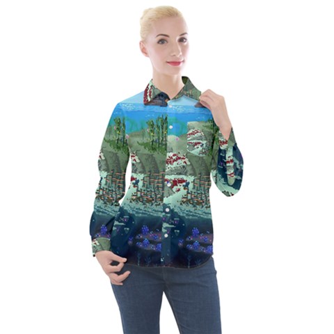 The Overworld Aurora Subnautica Women s Long Sleeve Pocket Shirt by Bedest