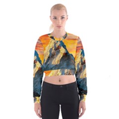 Himalaya Nature Mountain Cropped Sweatshirt by Bedest