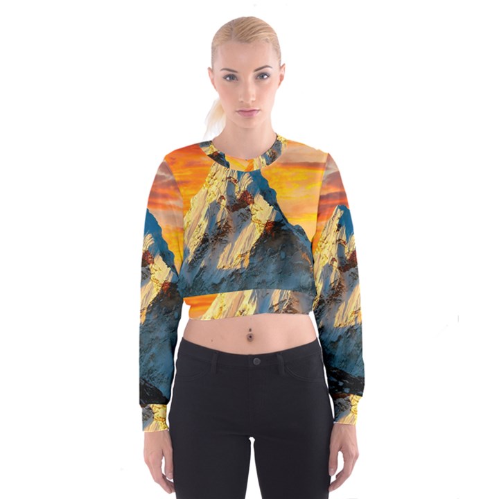 Himalaya Nature Mountain Cropped Sweatshirt