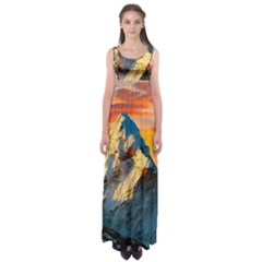 Himalaya Nature Mountain Empire Waist Maxi Dress by Bedest