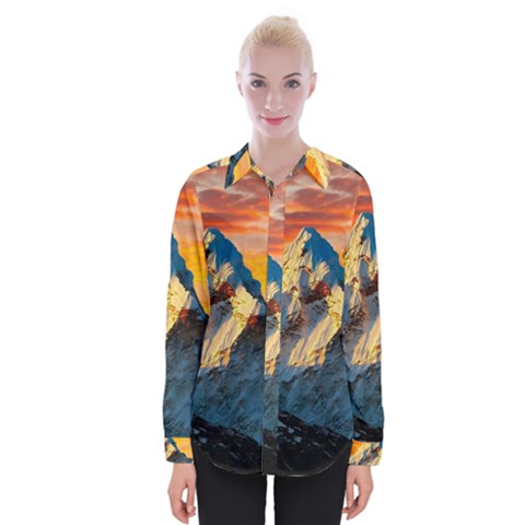 Himalaya Nature Mountain Womens Long Sleeve Shirt by Bedest