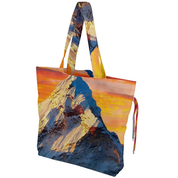 Himalaya Nature Mountain Drawstring Tote Bag