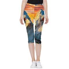 Himalaya Nature Mountain Inside Out Lightweight Velour Capri Leggings  by Bedest