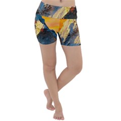 Himalaya Nature Mountain Lightweight Velour Yoga Shorts by Bedest