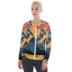 Himalaya Nature Mountain Velvet Zip Up Jacket by Bedest