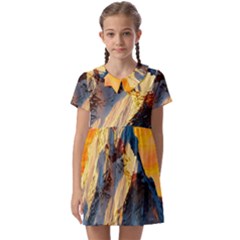 Himalaya Nature Mountain Kids  Asymmetric Collar Dress by Bedest