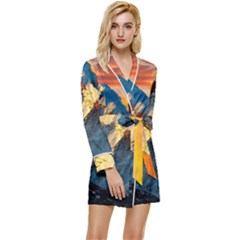 Himalaya Nature Mountain Long Sleeve Satin Robe by Bedest