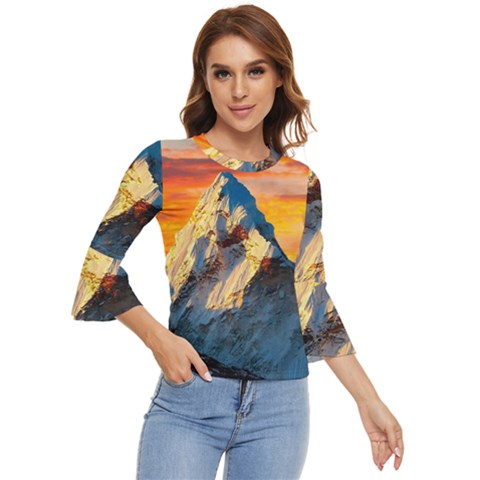 Himalaya Nature Mountain Bell Sleeve Top by Bedest