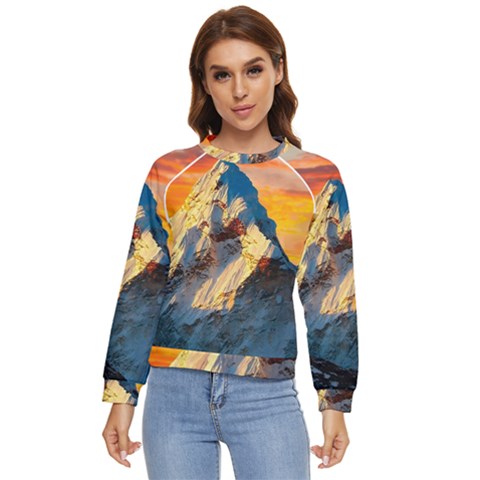 Himalaya Nature Mountain Women s Long Sleeve Raglan T-shirt by Bedest