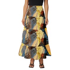 Himalaya Nature Mountain Tiered Ruffle Maxi Skirt by Bedest