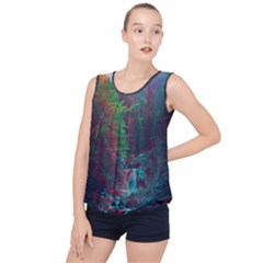 Foroest Nature Trippy Bubble Hem Chiffon Tank Top by Bedest